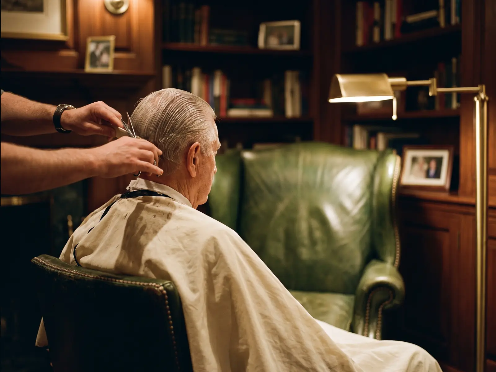 Corte de pelo a domicilio para un adulto mayor en su sillón